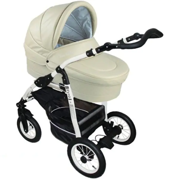 Детская коляска Jedo Classic Fyn 4DS EX 2 в 1, экокожа, белое шасси — главный ракурс