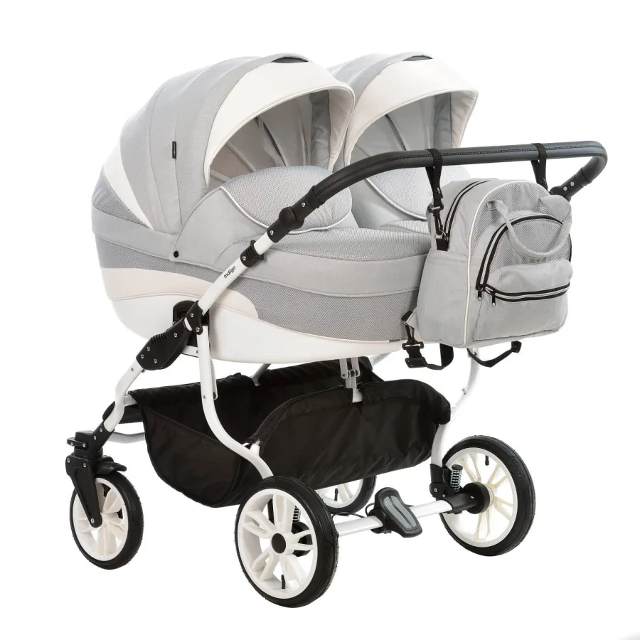 Детская коляска Indigo INDIGO Duo 2 в 1 на белой раме, Вариант 1 — главный ракурс