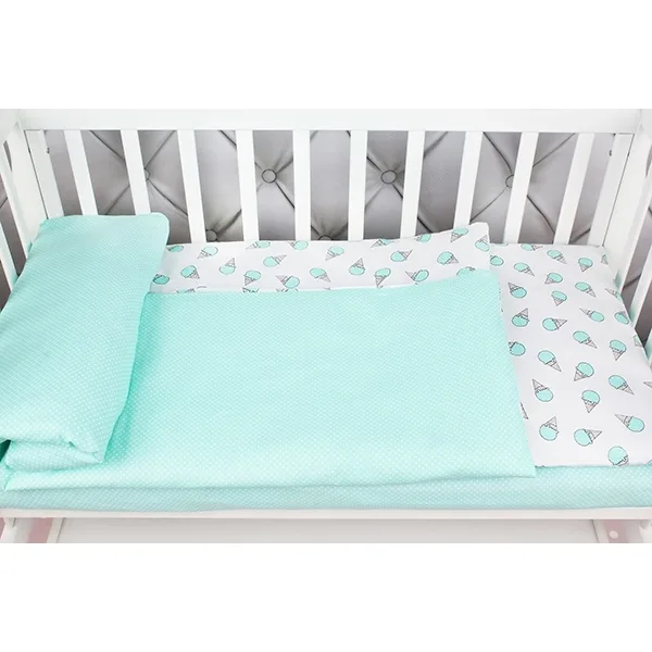 Комплект белья в кроватку WB AmaroBaby Baby Boom Мороженки, 3 предмета, Мята, Бязь — главный ракурс
