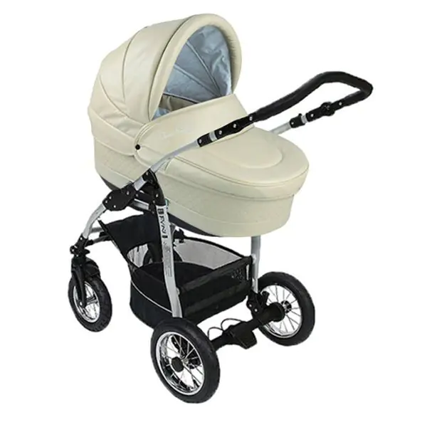 Детская коляска Jedo Classic Fyn 4DS EX 2 в 1, экокожа, серебряное шасси — главный ракурс