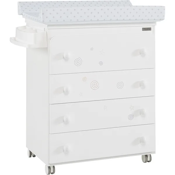 Пеленальный комод Micuna Spirit с ванночкой, White — главный ракурс