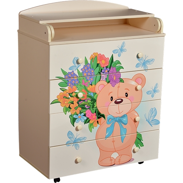 Пеленальный комод Кедр Fantasia Teddy, 4 ящика — фото 7