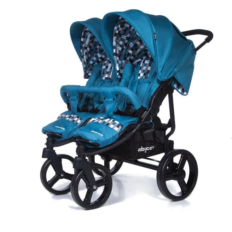 Детская прогулочная коляска для двойни Baby Care Cruze Duo, Olive Checkers — главный ракурс