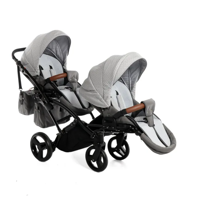 Детская коляска для двойни Junama Madena Duo Slim 2 в 1, ткань+эко-кожа — фото 7
