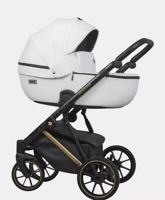 Детская коляска Riko Basic Montana Premium Gold 2 в 1, 01 белый — главный ракурс