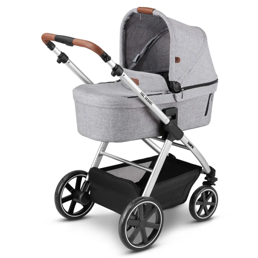 Детская коляска ABC-Design Swing 2023 2 в 1 на белой раме, Graphite Grey — главный ракурс