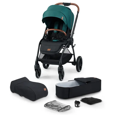 Детская коляска Kinderkraft Evolution Cocoon 2 в 1, Midnight Green — главный ракурс