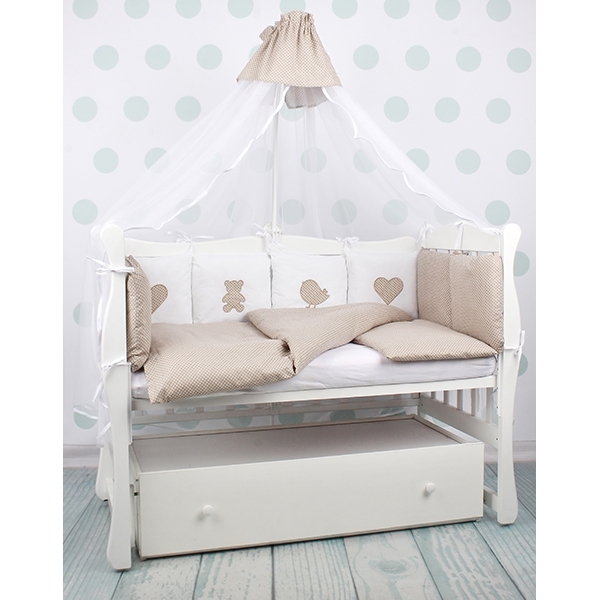 Комплект Premium в кроватку AmaroBaby Кроха, 18 предметов (6+12 бортиков), бязь — фото 1