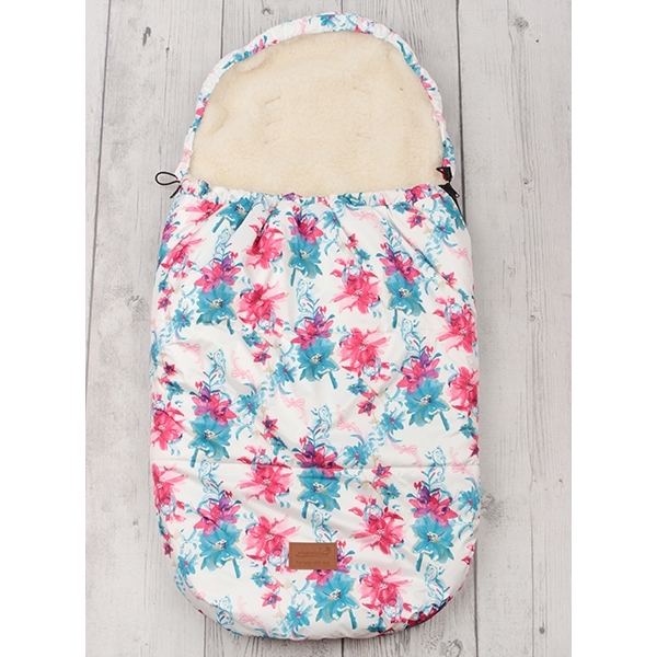 Универсальный меховой конверт AmaroBaby Little Traveller Цветы 145х45  см — фото 1