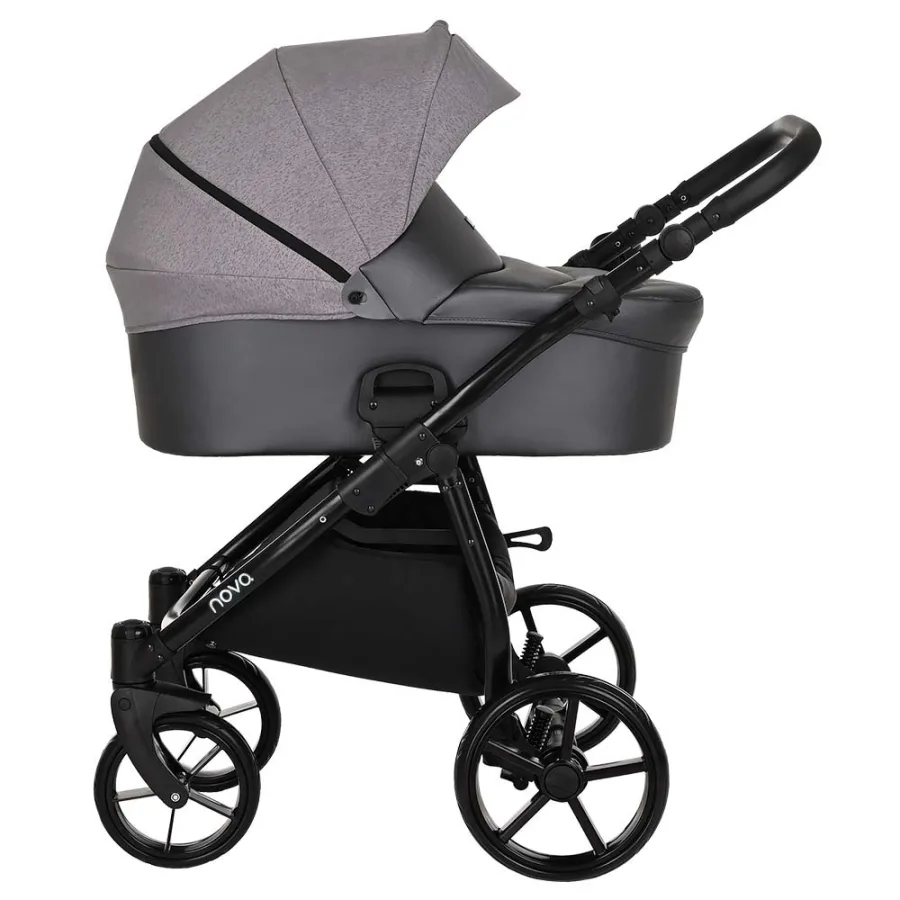 Детская коляска Tutis Novo Reflective 2 в 1, Grey Metalic/Grey Reflective Print — главный ракурс