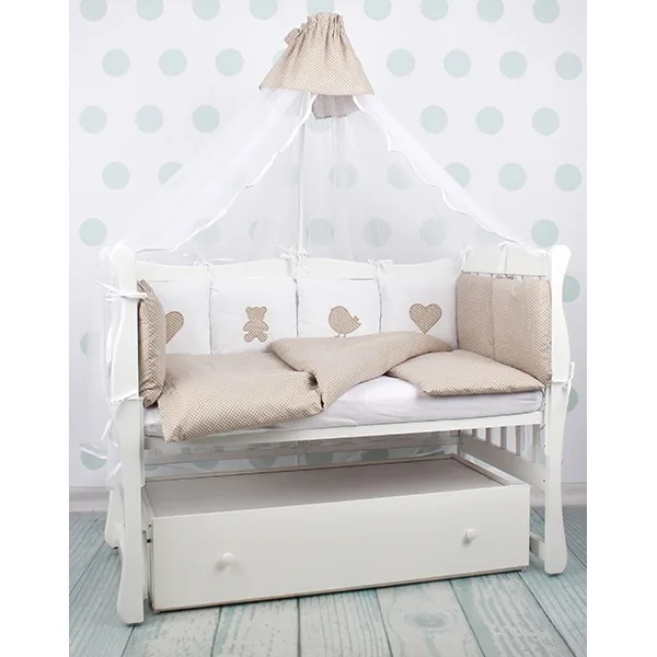 Комплект Premium в кроватку AmaroBaby Кроха, 18 предметов (6+12 бортиков), бязь