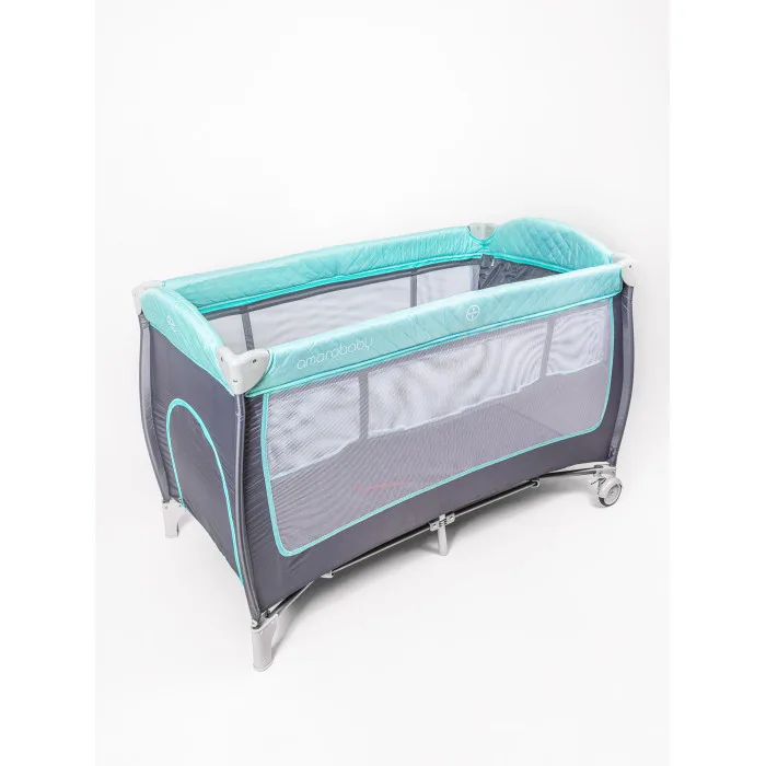 Детский манеж AmaroBaby Stitch, серый — главный ракурс