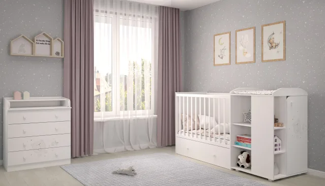 Детская кроватка-трансформер Polini Kids French 800 Teddy с ящиком — фото 6