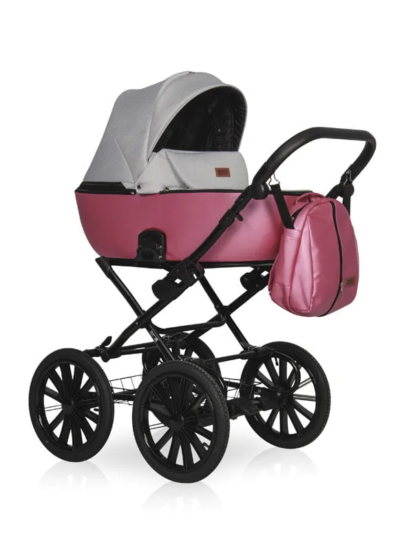 Детская коляска Riko Basic Ozon Shine Prestige 2 в 1, 01 Розовый-серый — главный ракурс