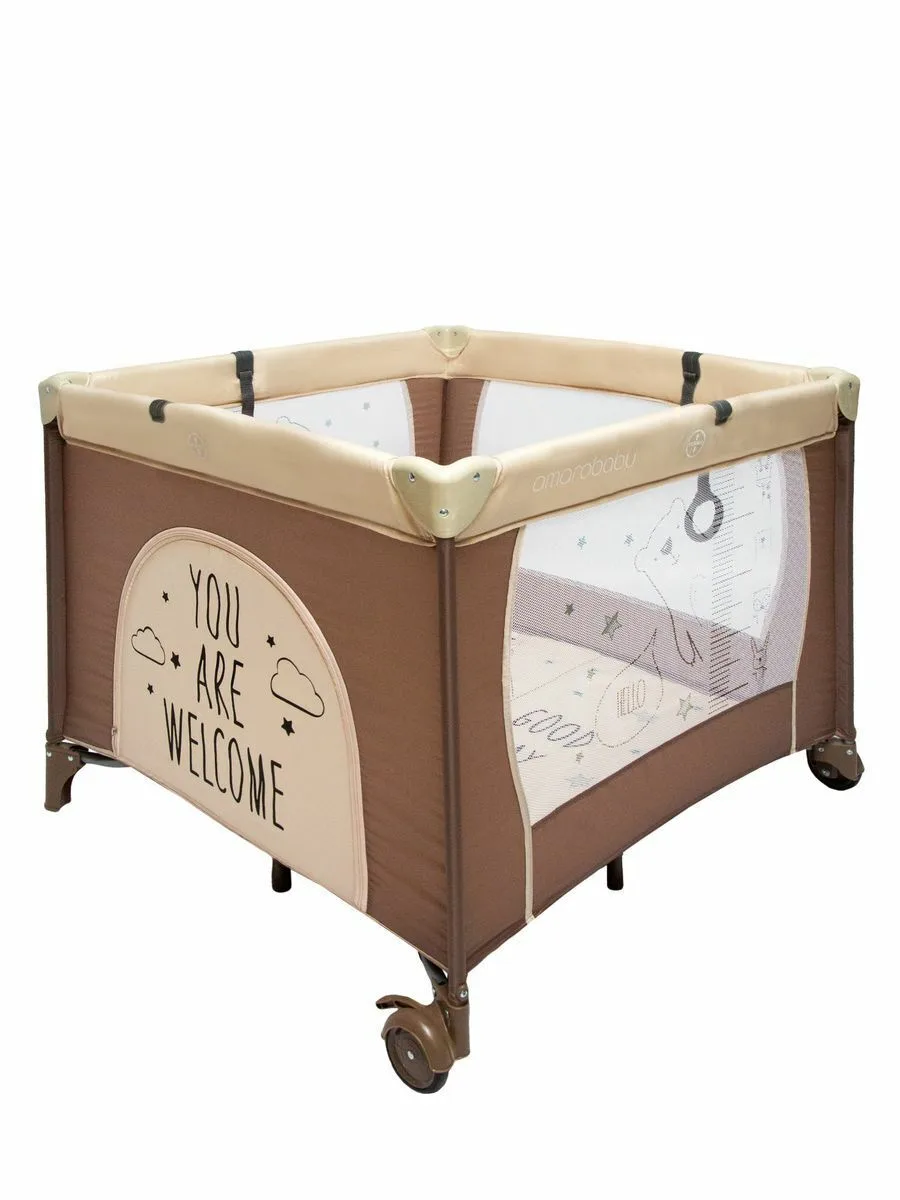 Детский манеж AmaroBaby Walky, Good Day Bear — главный ракурс