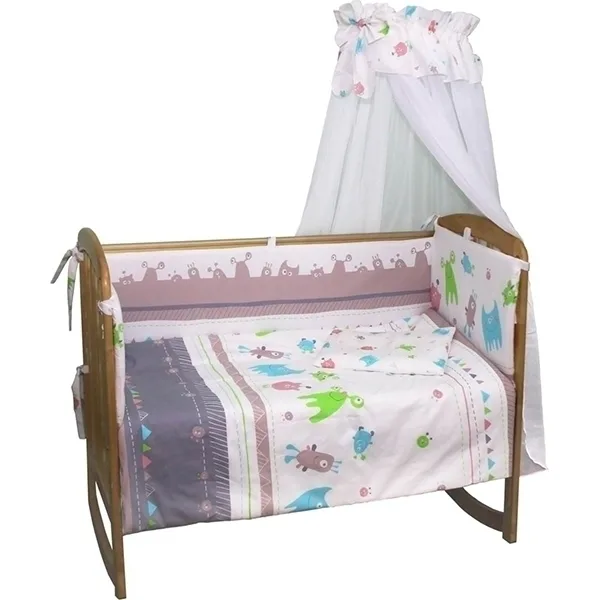 Комплект постели в кроватку Polini Монстрики, 7 предметов, 120 x 60 — главный ракурс