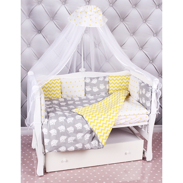 Комплект Premium в кроватку AmaroBaby Совята, 18 предметов (6+12 бортиков), бязь — фото 1