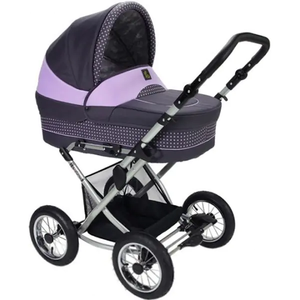 Детская коляска Jedo Classic Bartatina Alu Plus 2 в 1, ткань, амортизация на ремнях, серебряное шасси — главный ракурс