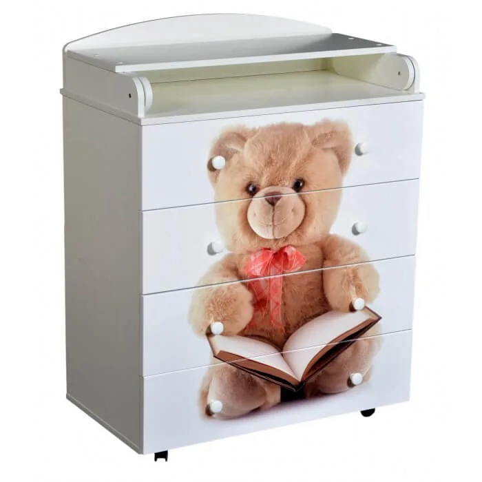 Пеленальный комод Кедр Victoria 804 Teddy, Белый — главный ракурс