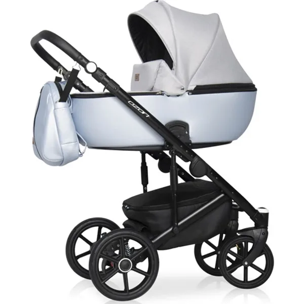 Детская коляска Riko Basic Ozon Shine 2 в 1, экокожа, 01 Розовый - Серый — главный ракурс