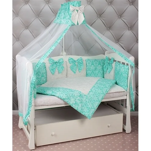 Комплект постели в кроватку AmaroBaby Элит Premium, 18 предметов, Кофе — главный ракурс