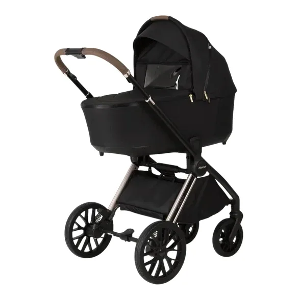 Детская коляска Adamex Bianco SE 2 в 1, 14-CARBON-CHAMPAGNE - ЧЁРНЫЙ-ЧЁРНАЯ РАМА — главный ракурс