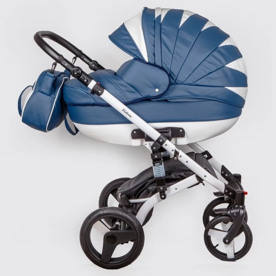Детская коляска Ray Victoria 2 в 1, 1 белая кожа — главный ракурс