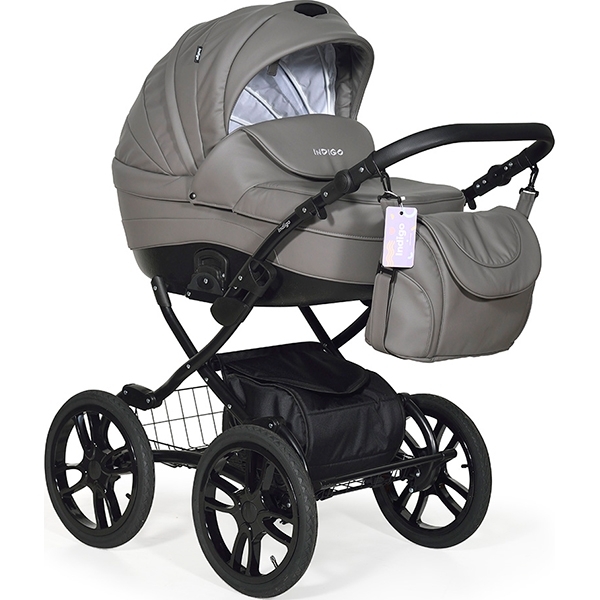 Детская коляска Indigo 18 Special Plus 14" 2 в 1, ткань + эко-кожа — фото 19
