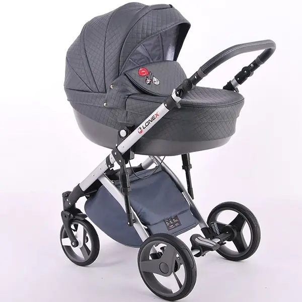 Детская коляска Lonex Comfort Special Ecco 2 в 1, экокожа, White/cell & applic — главный ракурс