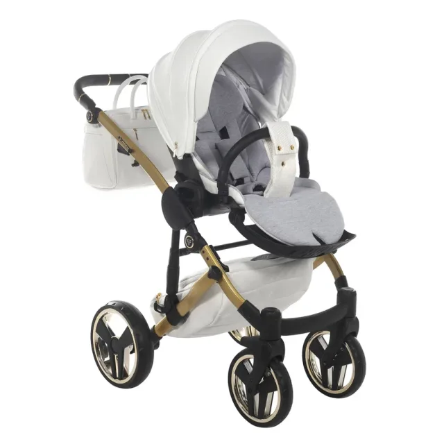 Детская коляска Junama Diamond Mirror Satin V2 3 в 1 на золотой раме — фото 27