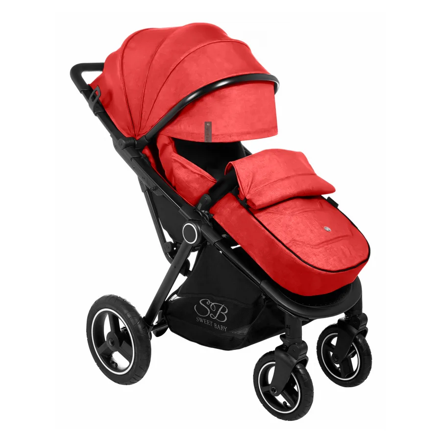 Детская прогулочная коляска Sweet Baby Suburban Compatto на черной раме, Red Neo — главный ракурс