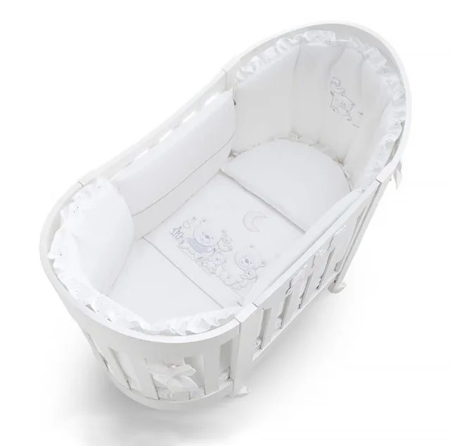 Детская кроватка Happy Family Oval с матрасом и комплектом белья из 4 предметов — фото 2