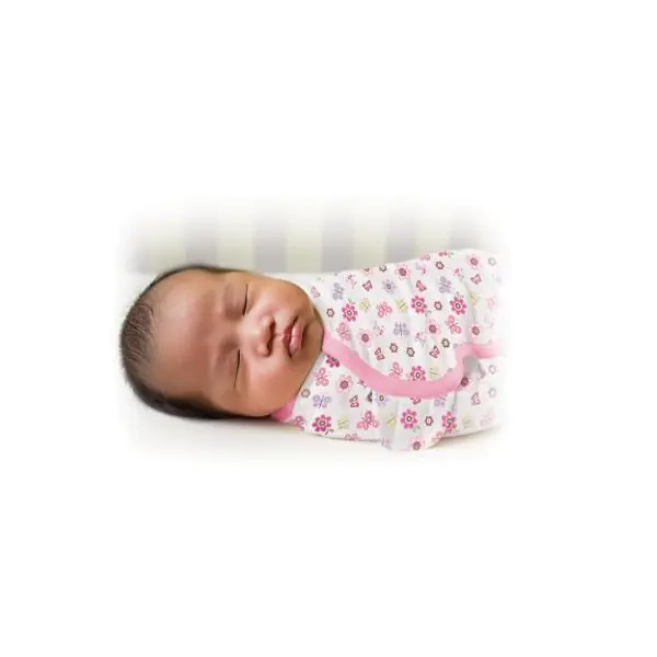 71475 Конверт для пеленания из хлопка на липучке Summer Infant SwaddleMe  размер s/m Цветы/бабочки — фото 1