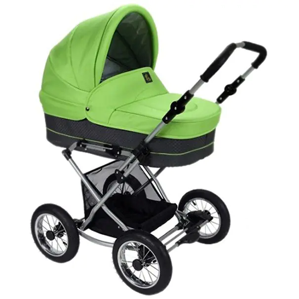 Детская коляска Jedo Classic Bartatina Elegance Alu Plus 2 в 1, ткань, амортизация на ремнях, серебряное шасси — главный ракурс