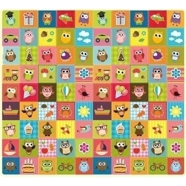 Односторонний развивающий коврик Mambobaby Совята, 200 х 180 х 0,5 см, арт. 014ТМ