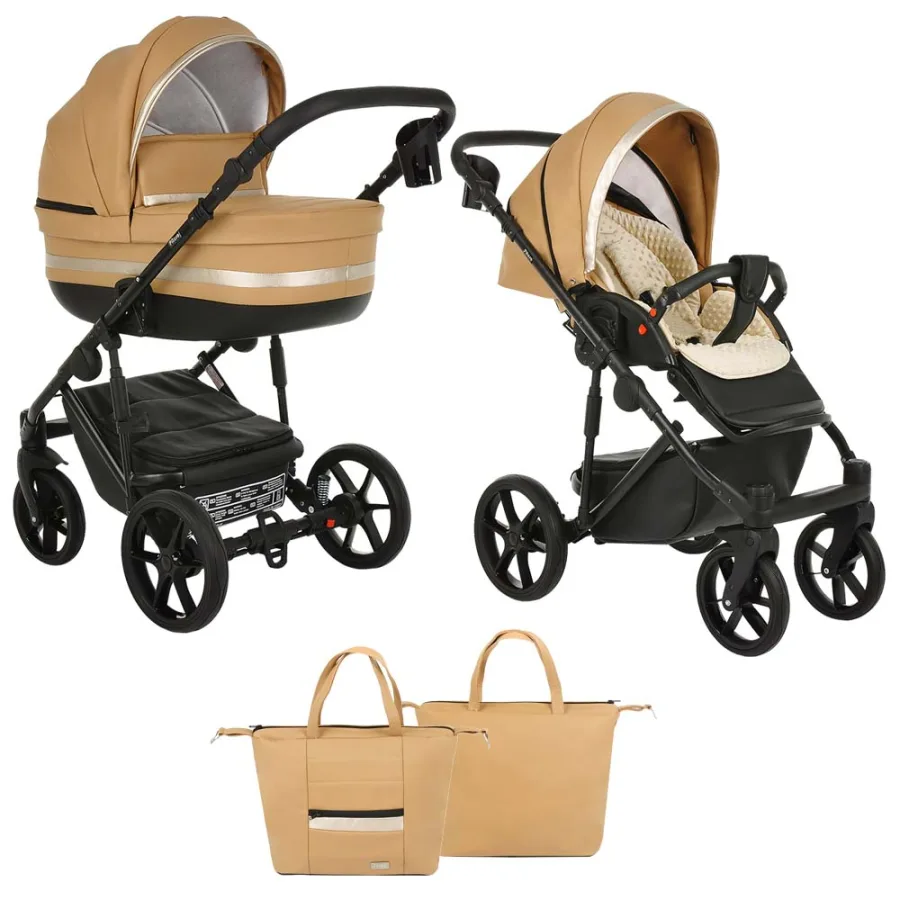 Детская коляска Pituso Luna 2 в 1, 100% экокожа, Black 10200 — главный ракурс