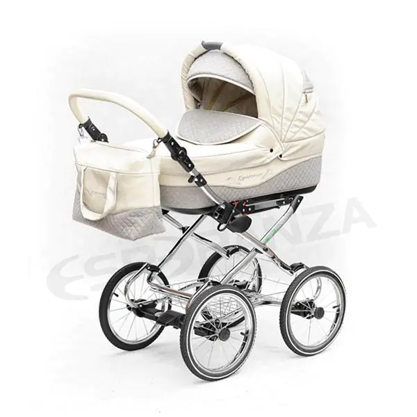 Детская коляска Esperanza Classic Leatherette 2 в 1 кожа Цвет рамы - Бежевый поворотная — главный ракурс