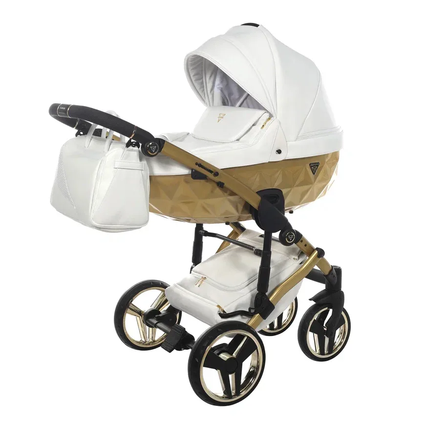 Детская коляска Junama Diamond Mirror Satin V2 2 в 1 на золотой раме, JDMSv2-06 — главный ракурс