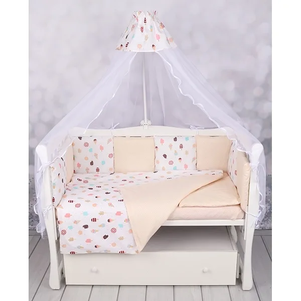 Комплект постели WB Premium в кроватку AmaroBaby Эскимо, 15 предметов, бязь, Бязь, Розовый — главный ракурс