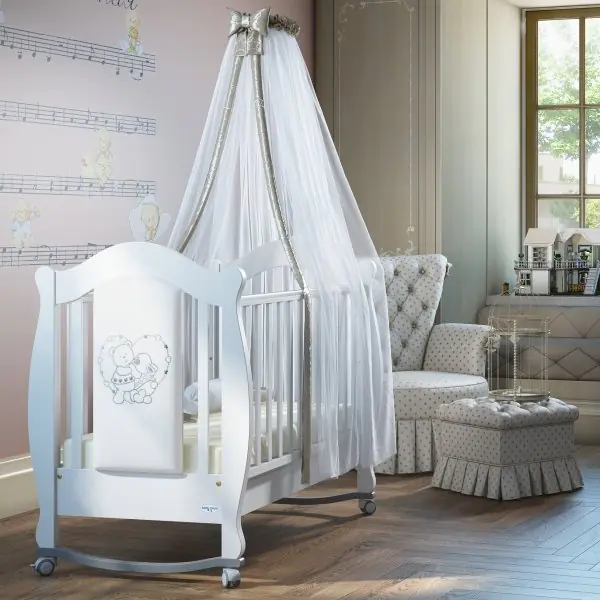Детская кроватка Baby Italia Incanto (с эко-кожей), полозья/ящик — главный ракурс