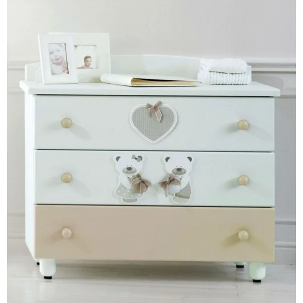 Детский комод Baby Expert Bon Bon, Белый - Серо-бежевый — главный ракурс