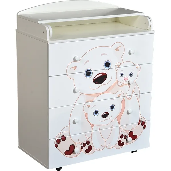 Пеленальный комод Кедр Fantasia Family, 4 ящика, Белый — главный ракурс