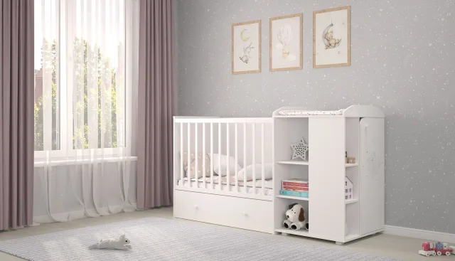 Детская кроватка-трансформер Polini Kids French 800 Teddy с ящиком — фото 7
