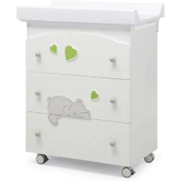 Пеленальный комод Erbesi Cucu Colour, white/green — главный ракурс