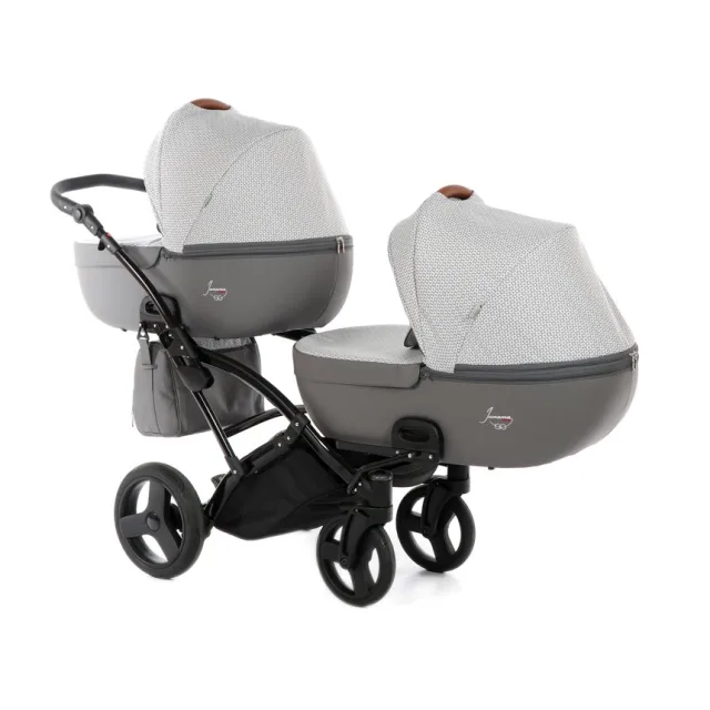 Детская коляска для двойни Junama Madena Duo Slim 2 в 1, ткань+эко-кожа — фото 4