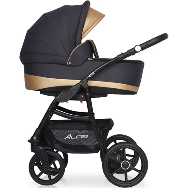 Детская коляска Riko Basic Alfa Ecco 2 в 1, экокожа, 01 Графит - Серый — главный ракурс