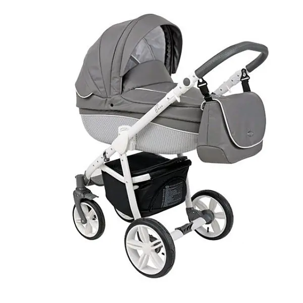 Детская коляска Roan Bass Eco 2 в 1, экокожа, Carbon white Marine / white — главный ракурс