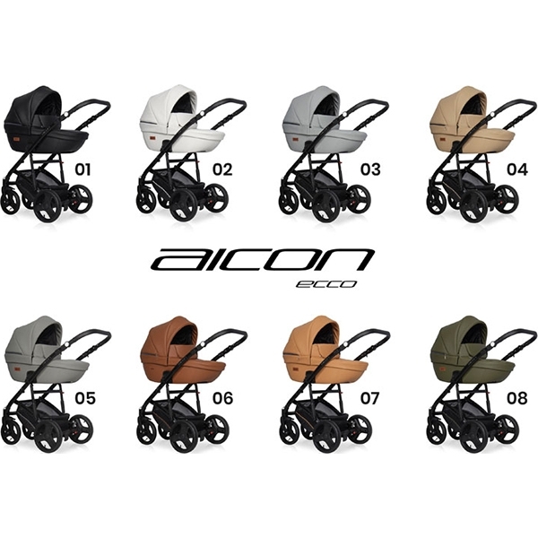 Детская коляска Riko Basic Aicon Ecco 3 в 1, эко-кожа — фото 2