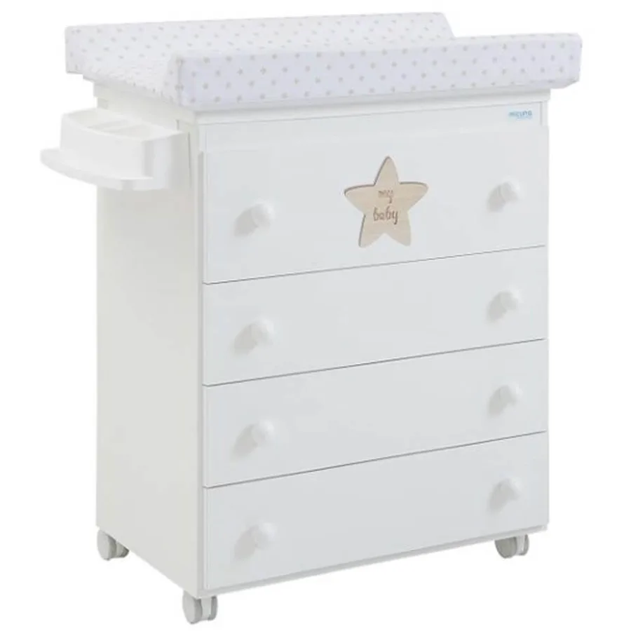 Детский пеленальный комод Micuna My Baby B-947, white матрасик stars beige — главный ракурс
