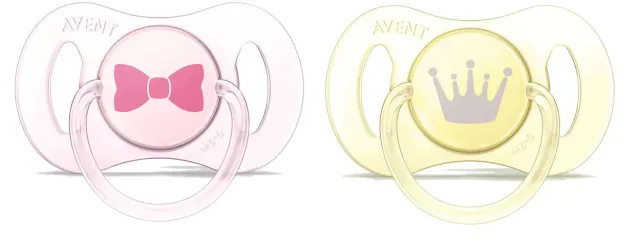 Силиконовая соска-пустышка мини Philips Avent для девочки 0-2 мес. 81520, 2 штуки — фото 1